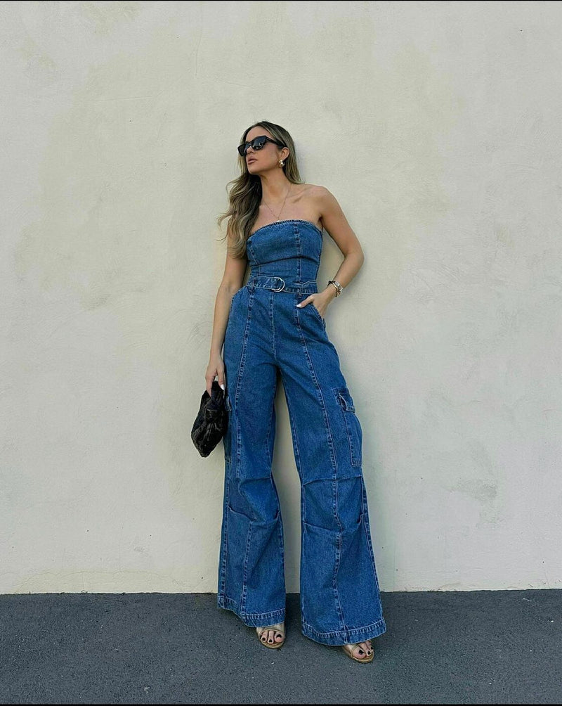 Macacao Dani jeans 100% algodão
