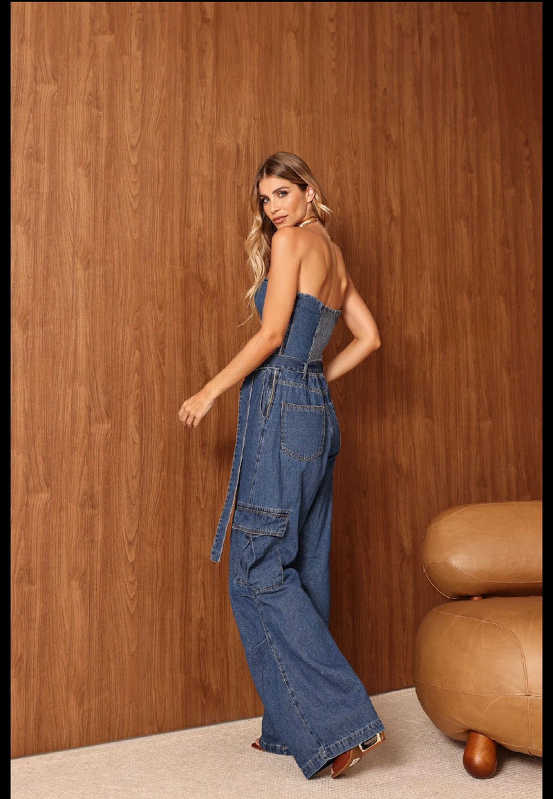 Macacao Dani jeans 100% algodão