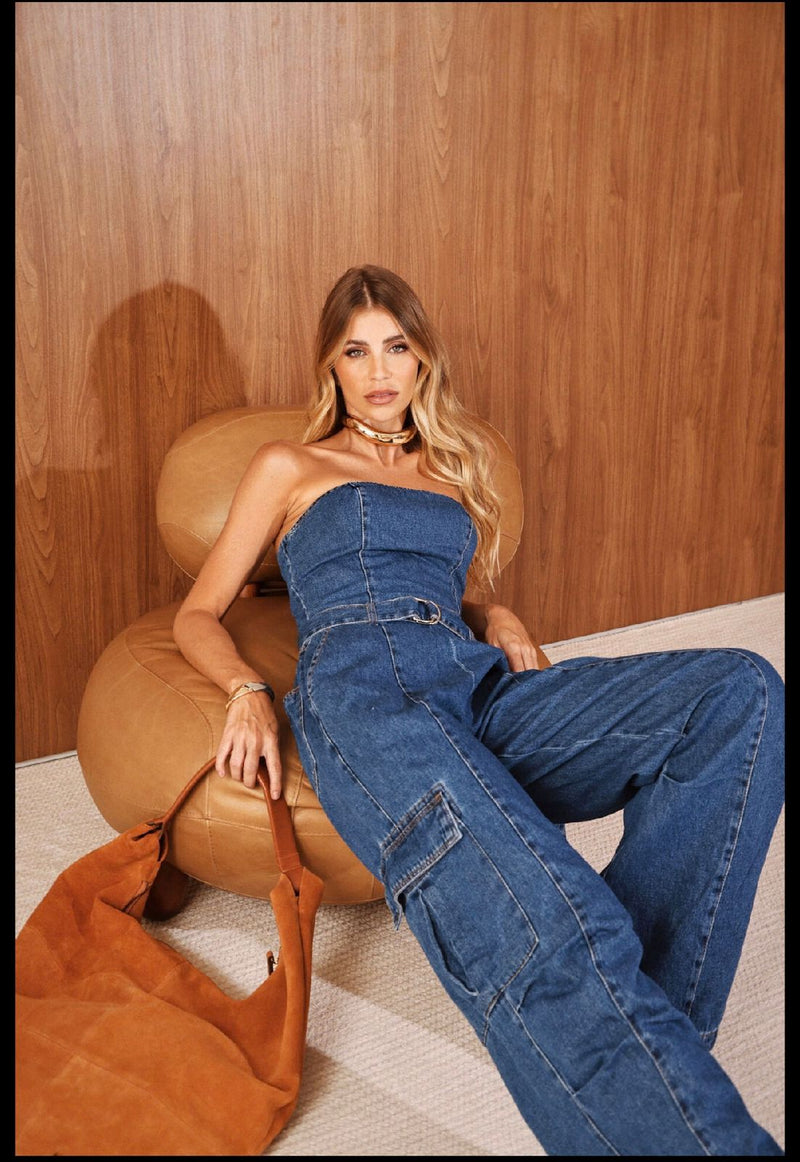 Macacao Dani jeans 100% algodão